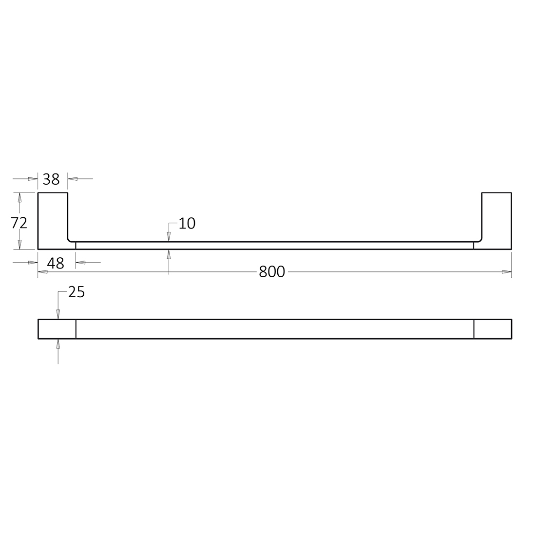 Ceram Single Towel Rail 800mm Chrome