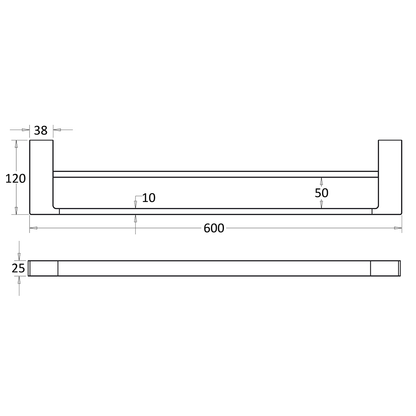 Ceram Double Towel Rail 600mm Brushed Nickel