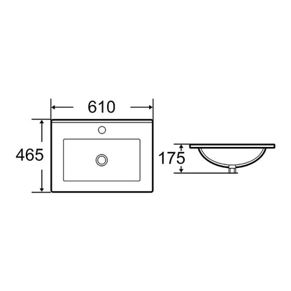 Bathroom Vanity White Ceramic Thin Edge Basin - 60E