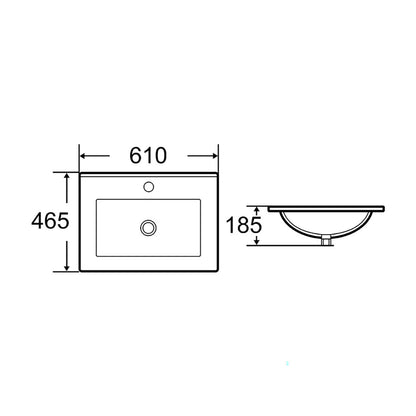 610X465X170mm Bathroom Vanity Cabinet Ceramic Wash Basin Sink Top White 60Q