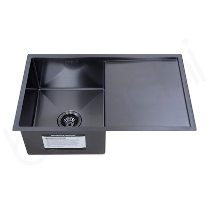 Baiachi 750x450 Handmade Kitchen Stainless Steel Sink Single Bowl Drainer Top Undermount Gun Metal