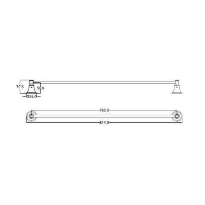 Ikon Clasico Single Towel Rail 800mm Matte Black