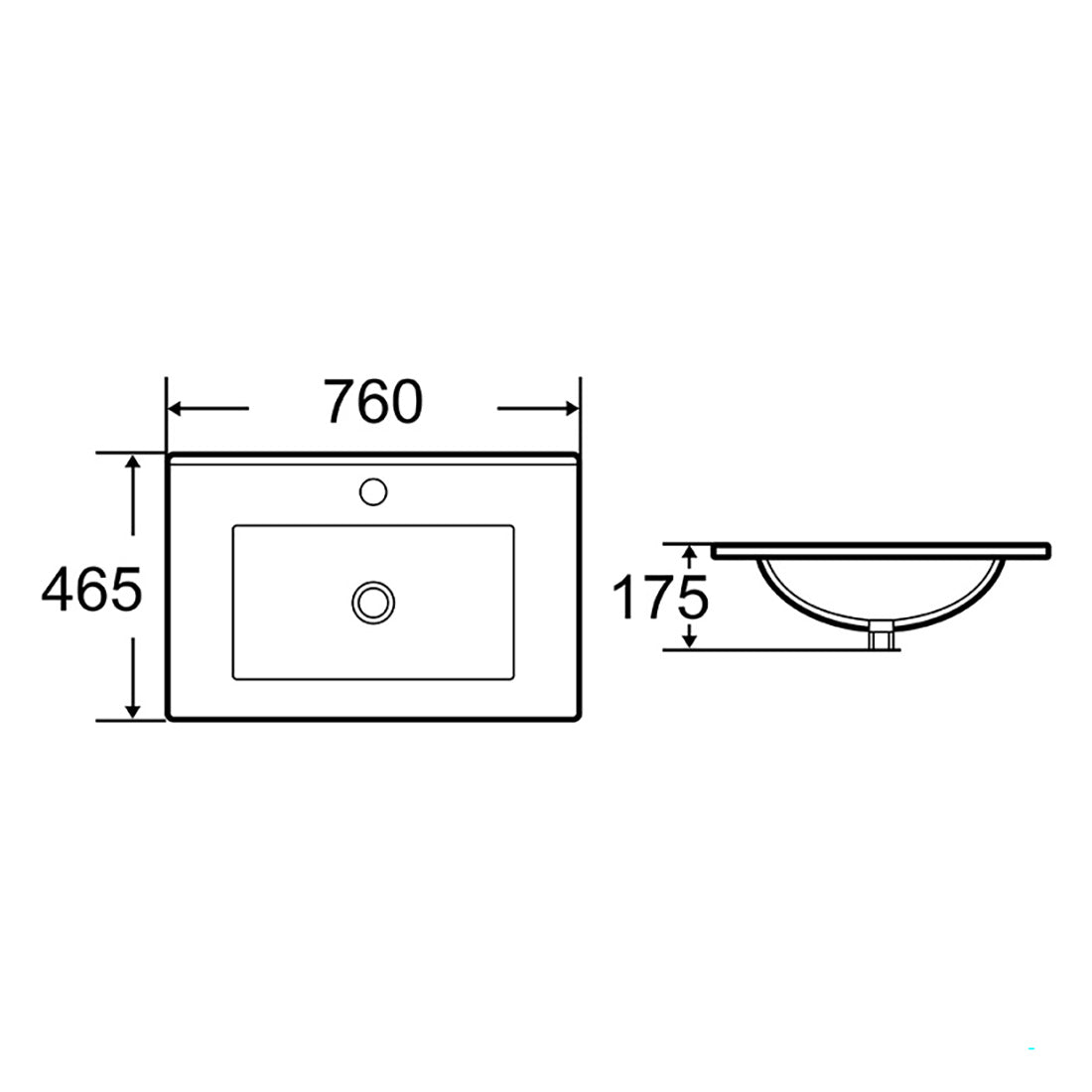 Bathroom Vanity White Ceramic Thin Edge Basin - 75E
