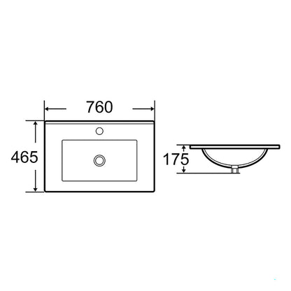 Bathroom Vanity White Ceramic Thin Edge Basin - 75E