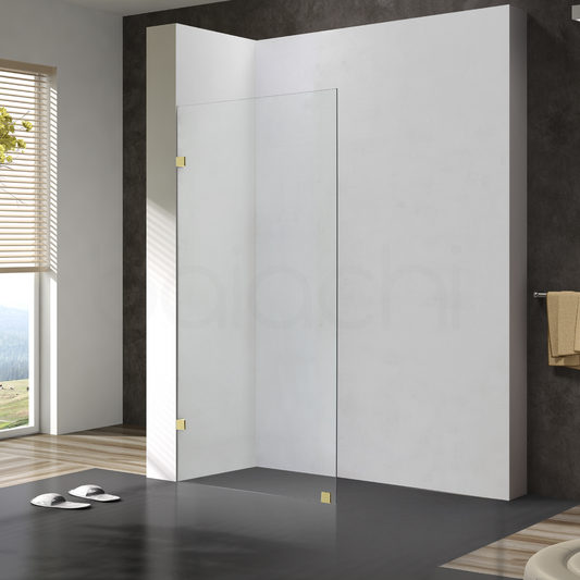 Frameless Shower Screen 1100mm Brushed Gold