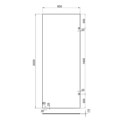 800mm Fixed Panel Shower Screen Brushed Nickel