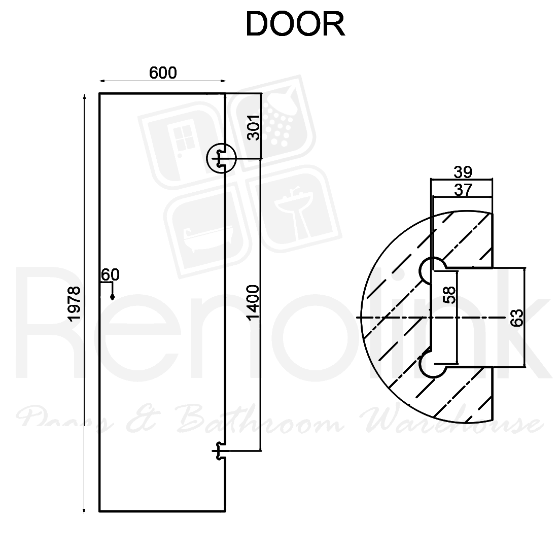 Frameless Shower Screen 1000x1000mm Diamond Matte Black