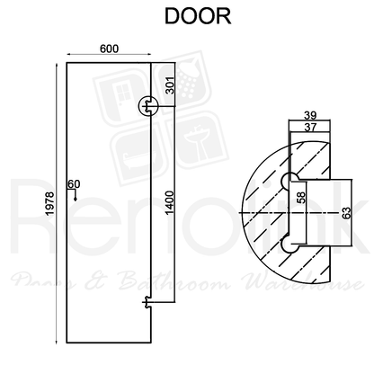 Frameless Shower Screen 1000x1000mm Diamond Matte Black