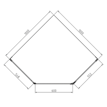 Frameless Shower Screen 1000x1000mm Diamond Matte Black
