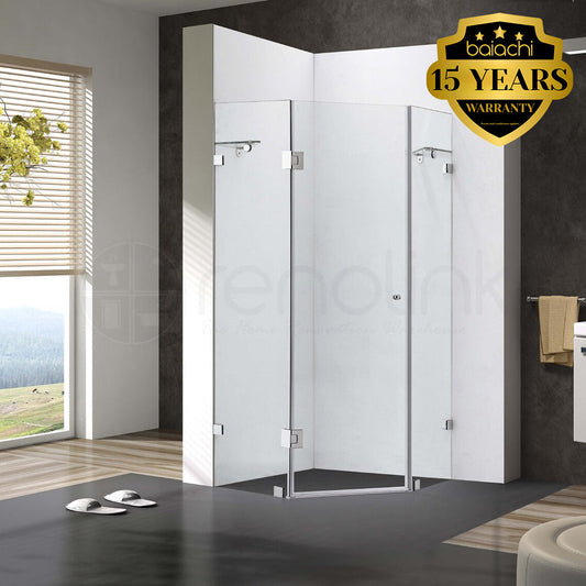 Frameless Shower Screen 900x900mm Diamond Brushed Nickel