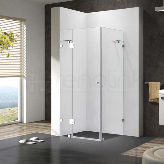 Frameless Shower Screen 1000x1000mm Square Brushed Nickel