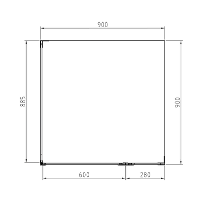 Frameless Shower Screen 900x900mm Square Brushed Nickel