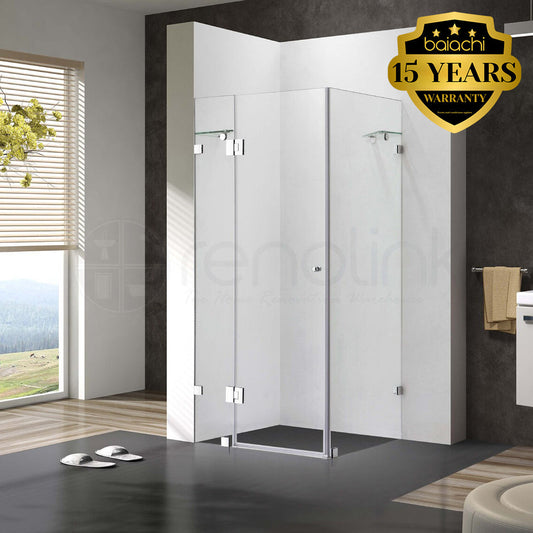 Frameless Shower Screen 1000x1000mm Square Chrome