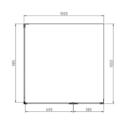 Frameless Shower Screen 1000x1000mm Square Chrome