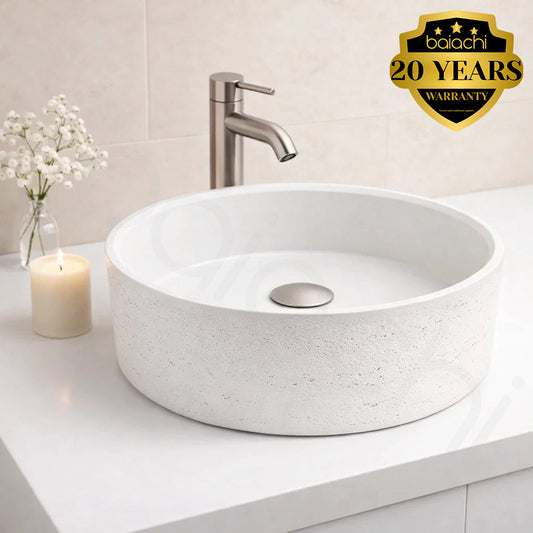Baiachi Travertine Concrete Bathroom Counter Top Basin Tivoli Natural White