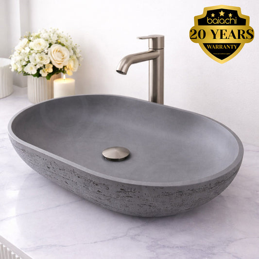 Baiachi Travertine Concrete Bathroom Counter Top Basin Ankara Charcoal