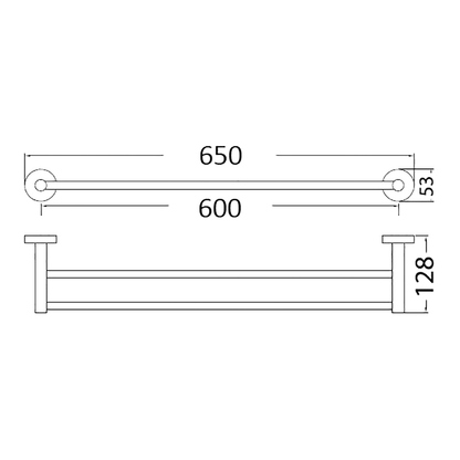 Otus Double Towel Rail 600mm Matte Black