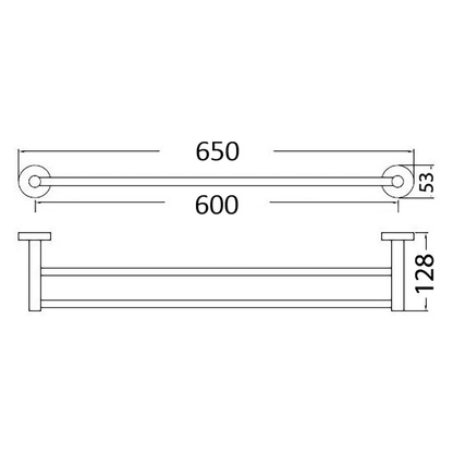 Otus Double Towel Rail 600mm Gun Metal