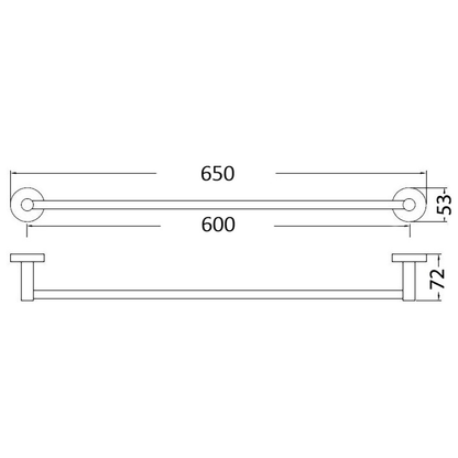 Otus Single Towel Rail 600mm Brushed Gold