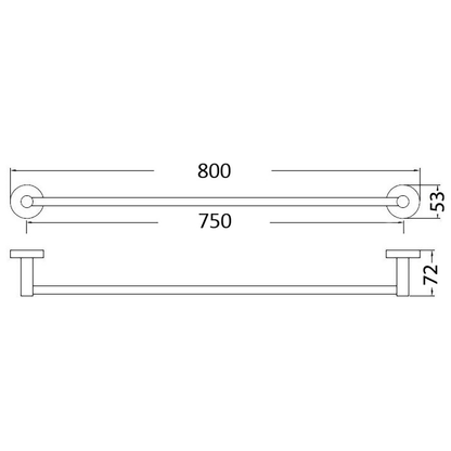 Otus Single Towel Rail 750mm Brushed Gold