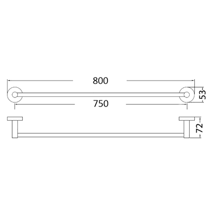 Otus Single Towel Rail 750mm Matte Black