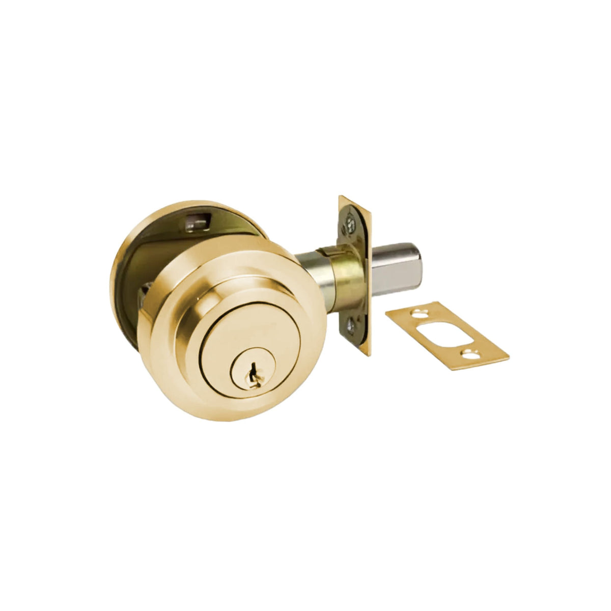 Round Slimline Deadbolt Satin Brass