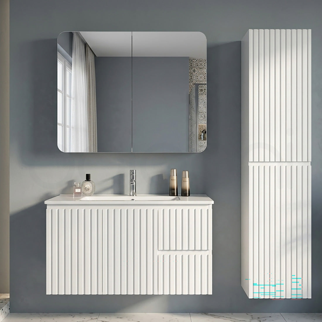 Baiachi 900x750 Round Edge Mirror Cabinet
