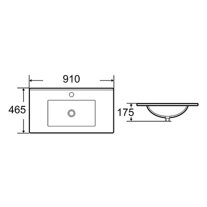 Bathroom Vanity White Ceramic Thin Edge Basin - 90E
