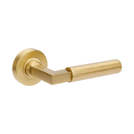 Zanda Zurich Hammered Privacy Set Satin Brass