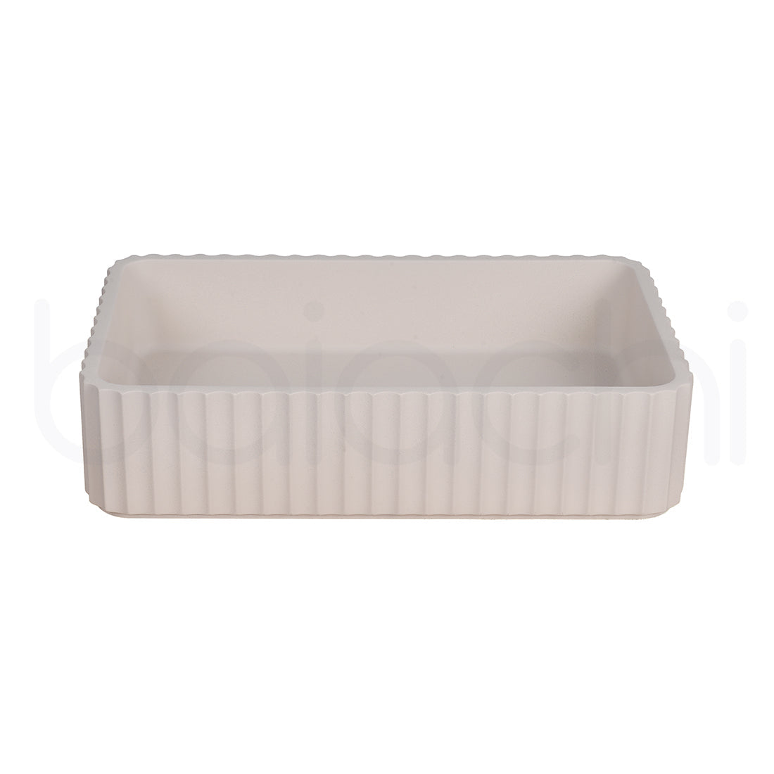 Baiachi Travertine Square Fluted Concrete Bathroom Counter Top Basin Tuscany Warm White