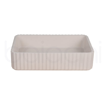 Baiachi Travertine Square Fluted Concrete Bathroom Counter Top Basin Tuscany Warm White