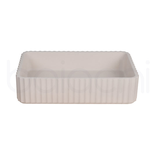 Baiachi Travertine Square Fluted Concrete Bathroom Counter Top Basin Tuscany Warm White