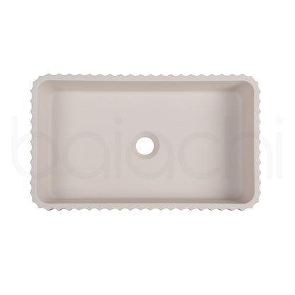 Baiachi Travertine Square Fluted Concrete Bathroom Counter Top Basin Tuscany Warm White
