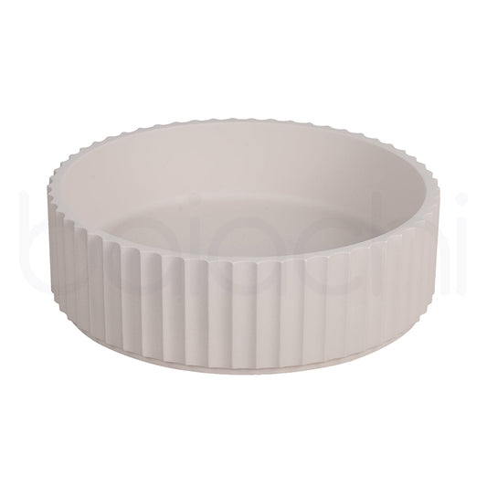 Baiachi Travertine Oval Fluted Concrete Bathroom Counter Top Basin Tuscany Warm White