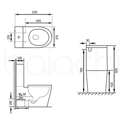 Baiachi Lora Tornado Rimless Quiet Flush Toilet Suite