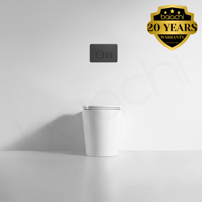 Habana Tornado Rimless Quiet Flush In Wall Toilet Suite with Round Stainless Steel Antique Bronze Flushing Buttons