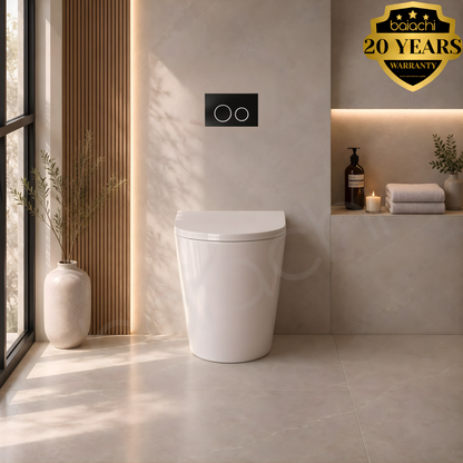 Ballina Rimless In Wall Toilet Suite with Round Matte Black Flushing Buttons