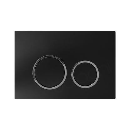 Habana Tornado Rimless Quiet Flush In Wall Toilet Suite with Round Matte Black Flushing Buttons