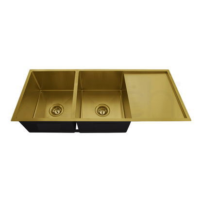 Baiachi 1270x450 Handmade Kitchen Stainless Steel Sink Double Bowl Drainer Top Undermount Brushed Gold
