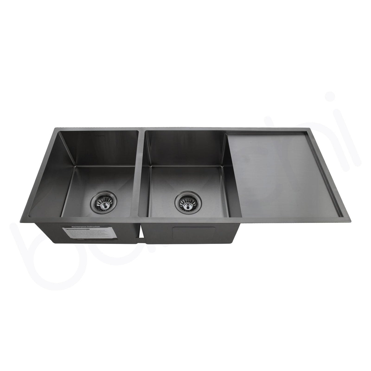 Baiachi 1270x450 Handmade Kitchen Stainless Steel Sink Double Bowl Drainer Top Undermount Gun Metal