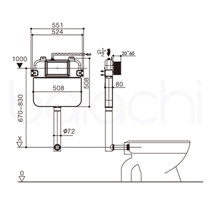 Habana Tornado Rimless Quiet Flush In Wall Toilet Suite with Round Stainless Steel Gun Metal Flushing Buttons