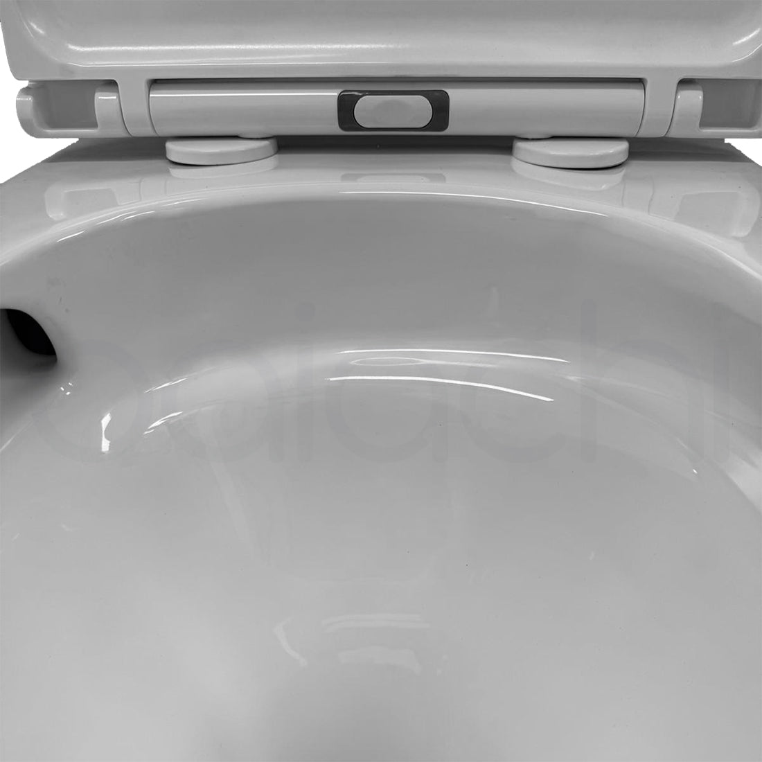 Habana Tornado Rimless Quiet Flush In Wall Toilet Suite with Round Brushed Nickel Flushing Buttons