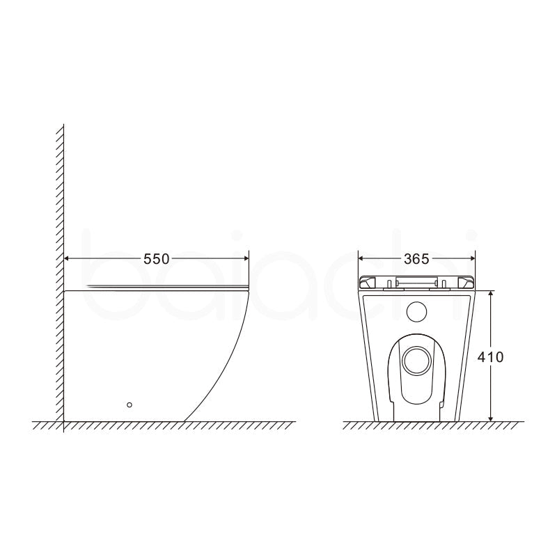 Baiachi Involution Rimless In Wall Tornado Toilet Suite with Round Stainless Steel Gun Metal Flushing Buttons BTW1