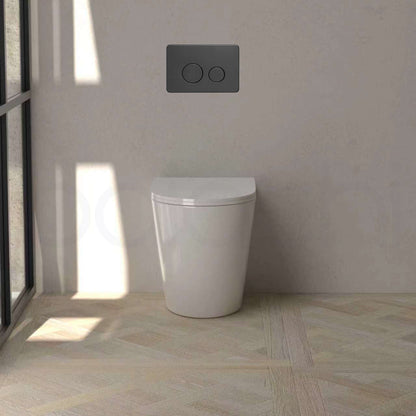 Baiachi Involution Rimless In Wall Tornado Toilet Suite with Round Stainless Steel Antique Bronze Flushing Buttons