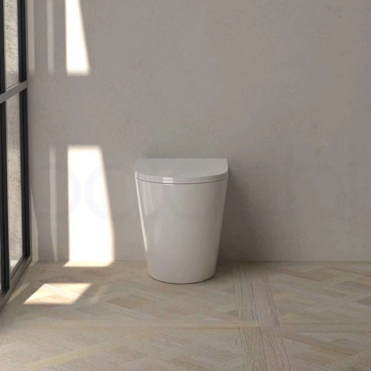Baiachi Involution Rimless In Wall Tornado Toilet Suite with Round Stainless Steel Brushed Gold Flushing Buttons BTW2