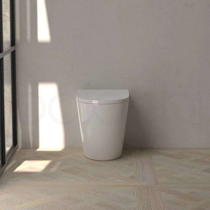 Baiachi Involution Rimless In Wall Tornado Toilet Suite with Round Stainless Steel Gun Metal Flushing Buttons BTW2