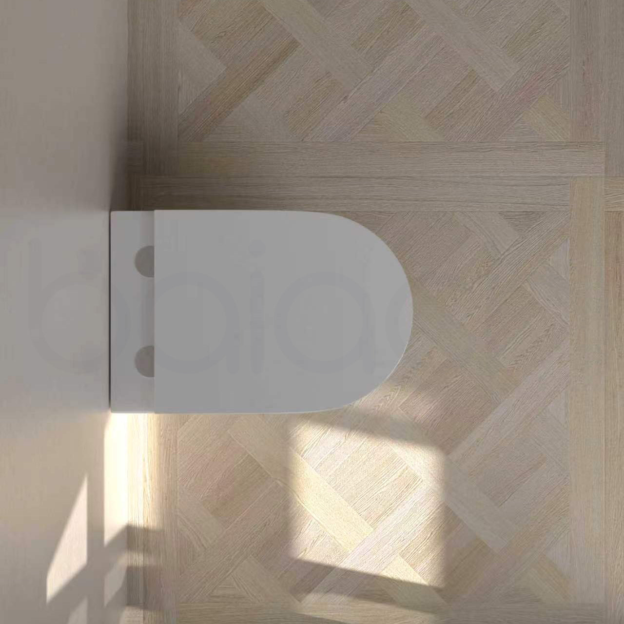 Baiachi Involution Rimless In Wall Tornado Toilet Suite with Round Stainless Steel Brushed Gold Flushing Buttons BTW2