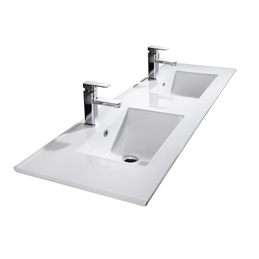 1500mm Bathroom Vanity White Poly Marble Thin Edge Double Basin Top BA-150ED