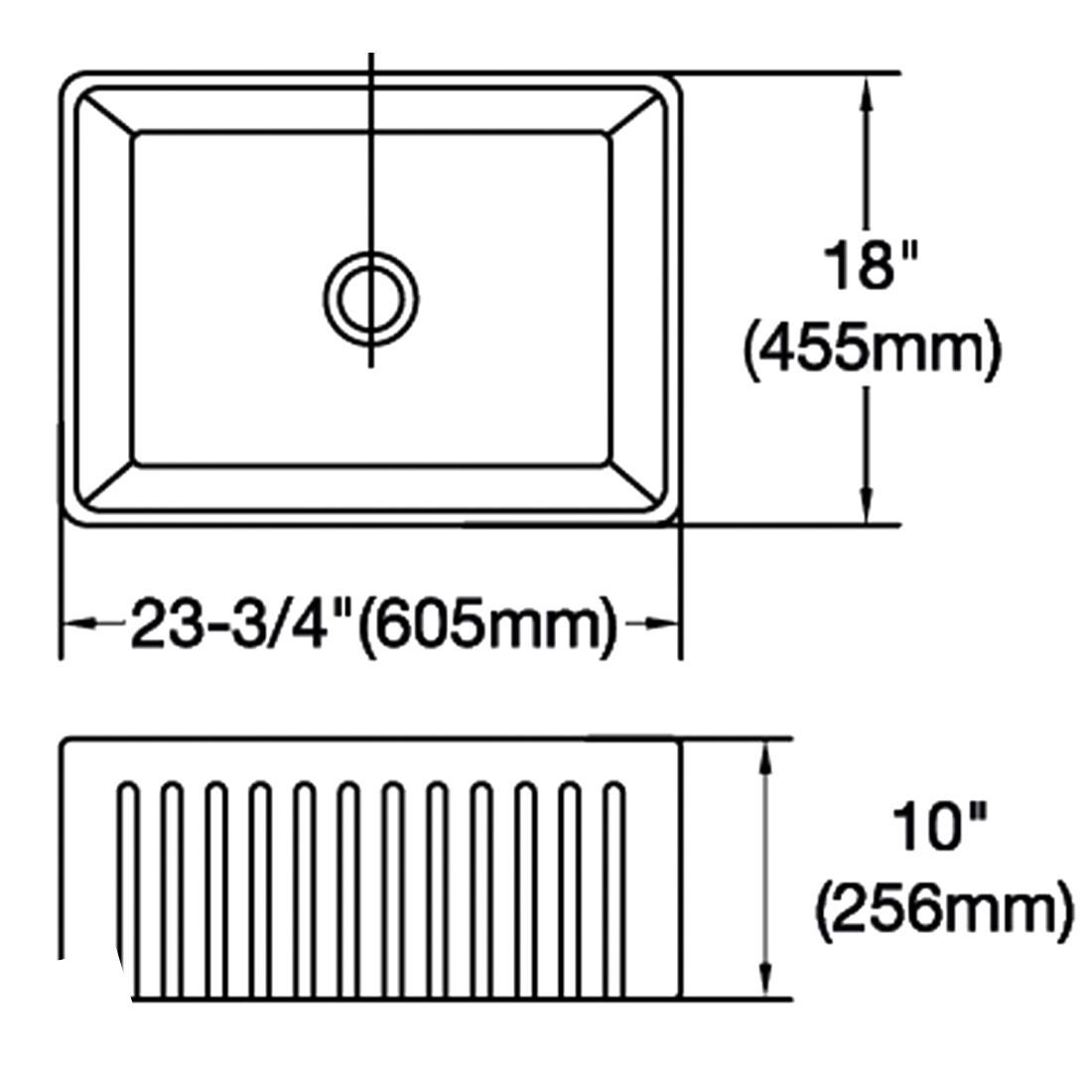 Baiachi 605X455X255mm Butler Farmhouse Fireclay Kitchen Laundry Sink Gun Metal Waste