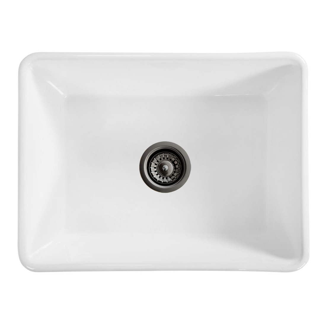 Baiachi 605X455X255mm Butler Farmhouse Fireclay Kitchen Laundry Sink Gun Metal Waste